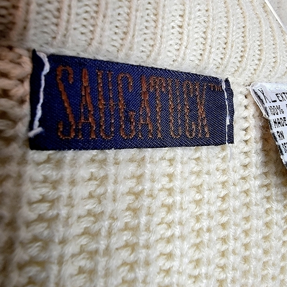 Vintage women's cardigan sweater 2x long sleeve button down cream tan cardigan - Picture 7 of 14
